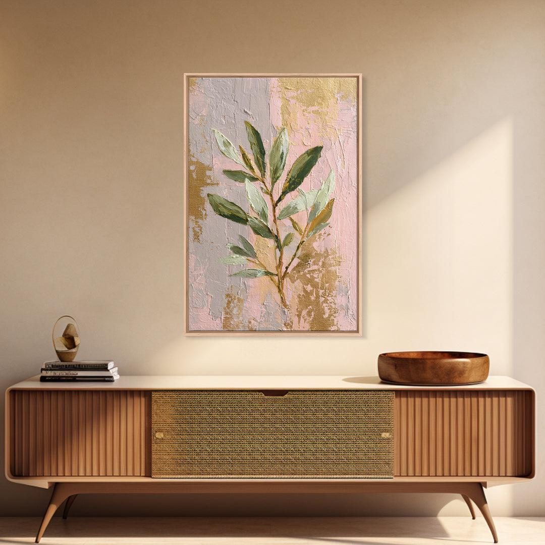 Single Olive Branch Canvas Print, Botanical Art, Minimalist Decor, Living Room Decor, Oil Painting, Botanic, Home Gift, BOT-2x3-15