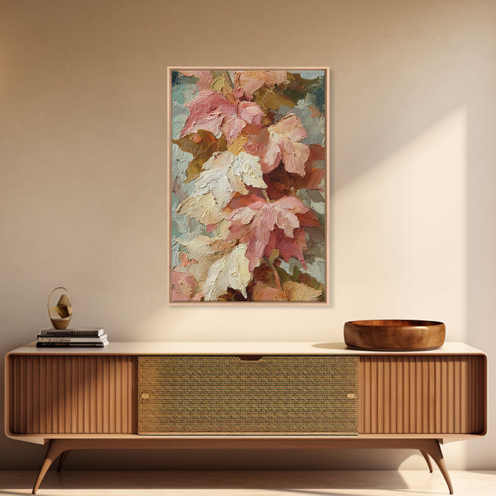 Autumn Leaves Specimen Collection Framed Canvas Print, Botanical Art, Whimsical Decor, Living Room Decor, Oil Painting, Botanic, BOT-2x3-28