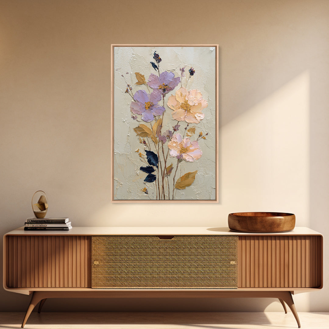 Delicate Wildflower Study Framed Canvas Print, Botanical Art, Art Nouveau, Living Room Decor, Watercolor Art, Botanic, BOT-2x3-59