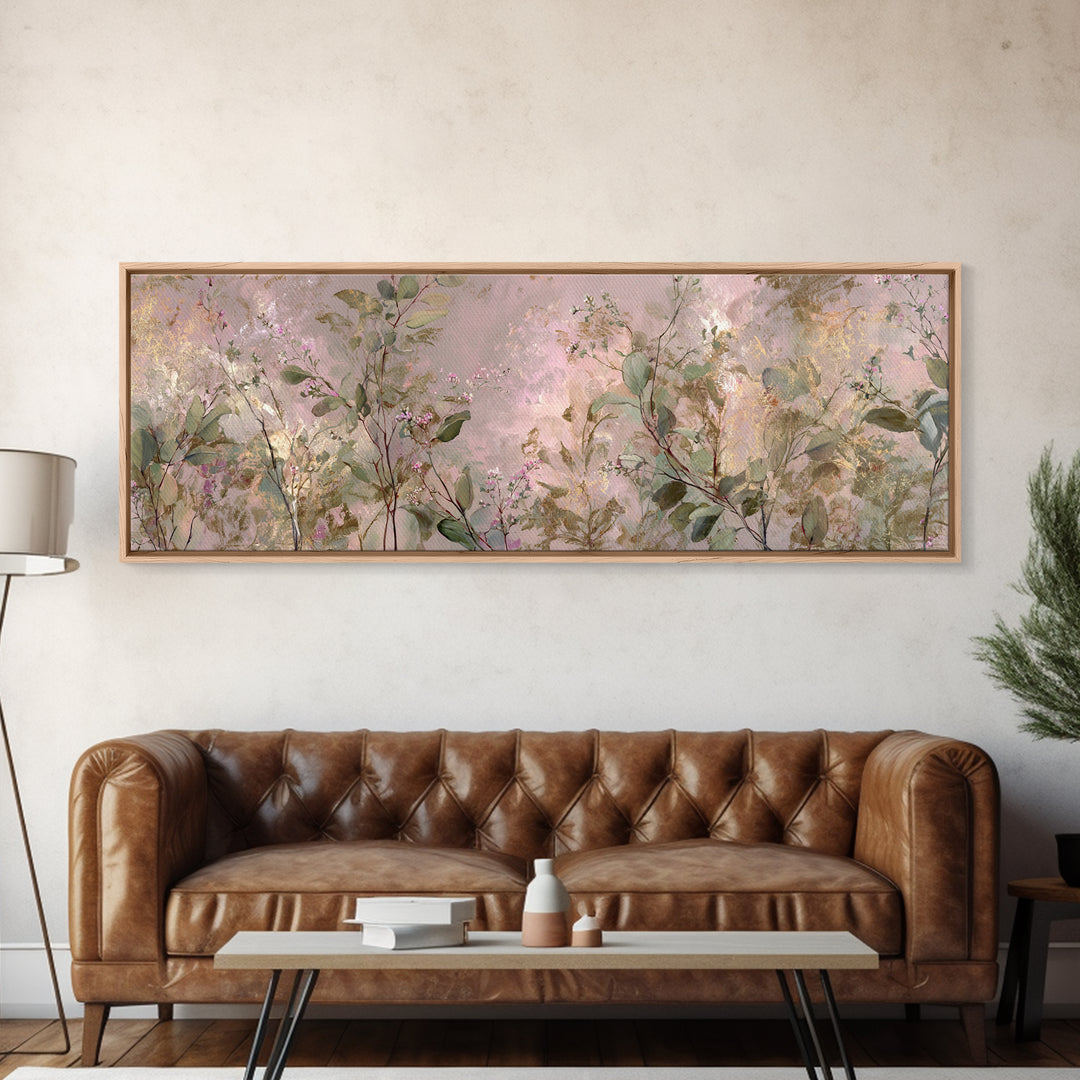 Eucalyptus Stems in Soft Sage Tones Framed Canvas Print, Botanical Art, Textured Painting, Living Room Decor, Fine Art, Botanic, BOT-3x1-27