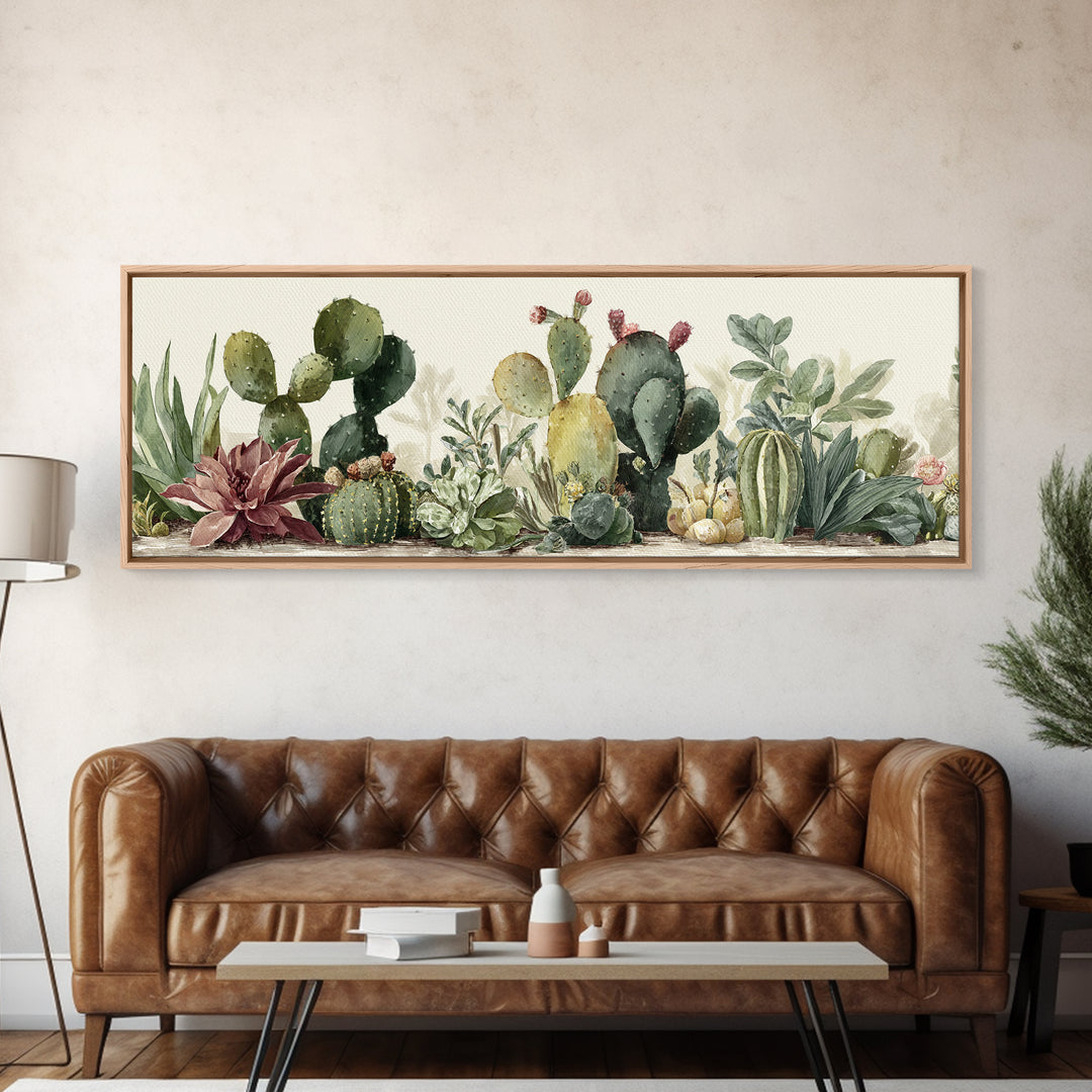 Cactus Botanical Plate Canvas Print, Botanical Art, Living Room Decor, Fine Art, Botanic, Fine Art Print, Statement Artwork, BOT-3x1-29