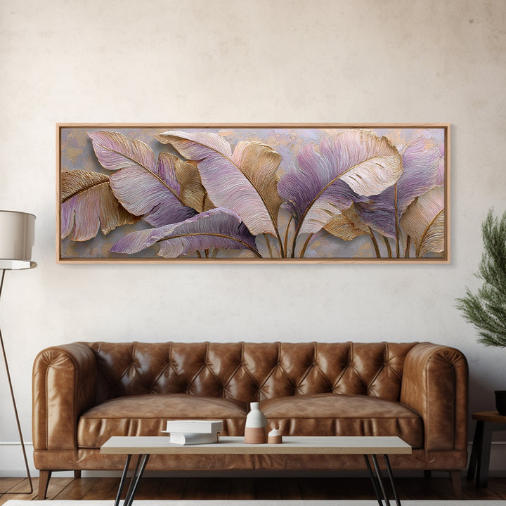 Tropical Banana Leaf Painted Canvas Print, Botanical Art, Textured Painting, Living Room Decor, Fine Art, Botanic, BOT-3x1-96