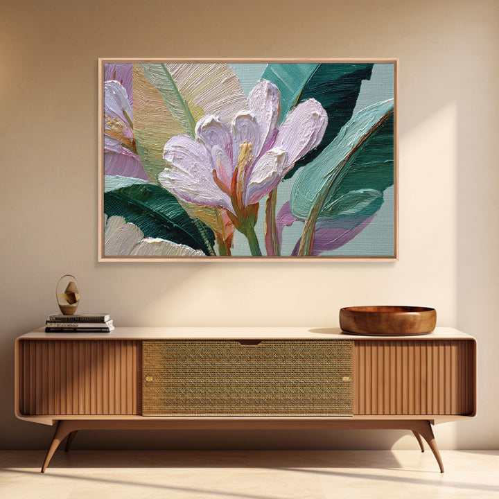 Tropical Banana Leaf Painted Canvas Print, Botanical Art, Whimsical Decor, Living Room Decor, Oil Painting, Botanic, BOT-3x2-12