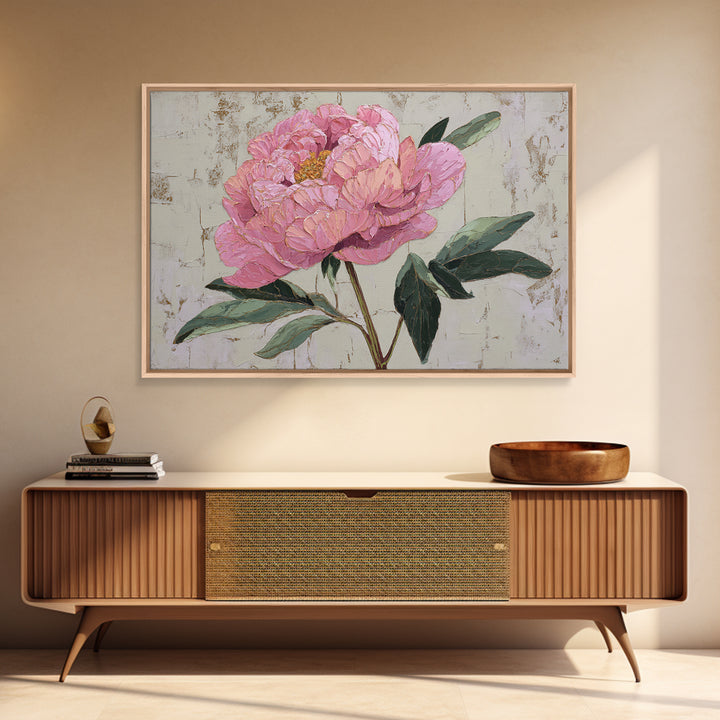 Peony Bloom with Layered Romantic Petals Canvas Print, Botanical Art, Digital Print, Living Room Decor, Watercolor Art, Botanic, BOT-3x2-62