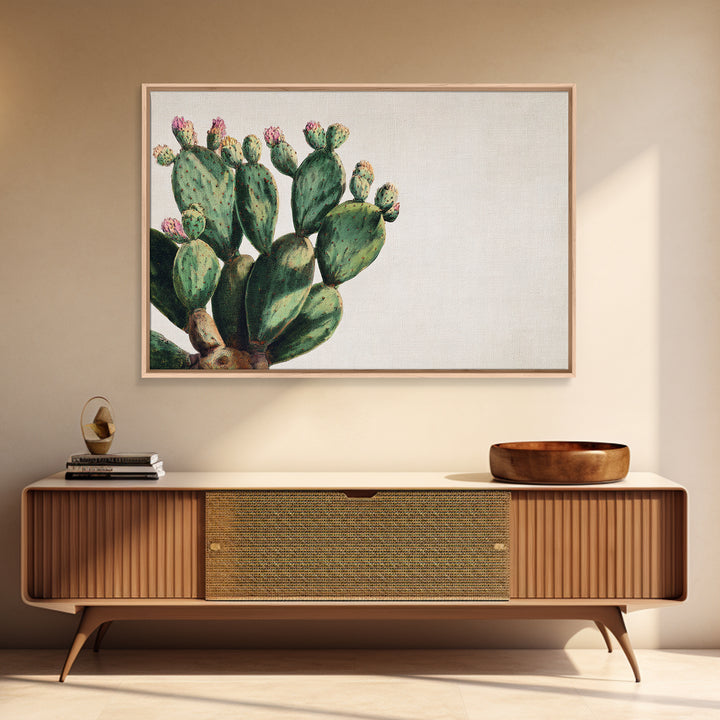 Cactus Botanical Plate Framed Canvas Print, Botanical Art, Living Room Wall Art, Living Room Decor, Fine Art, Botanic, BOT-3x2-65