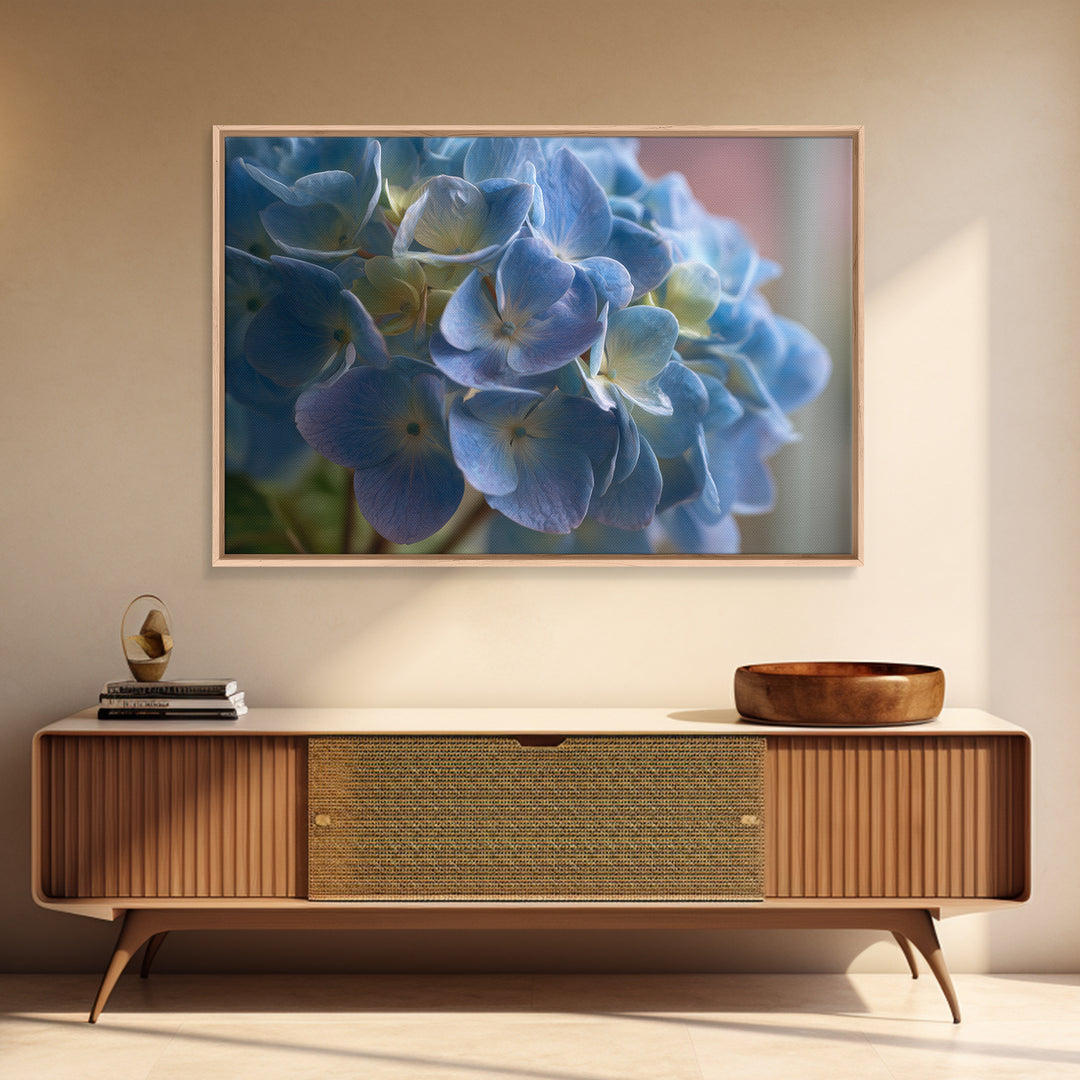 Blue Hydrangea Cluster Canvas Print, Botanical Art, Modern Wall Art, Living Room Decor, Fine Art, Botanic, Textured Painting, BOT-3x2-94