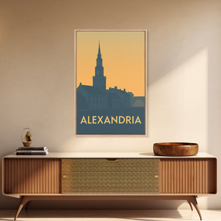 Alexandria Travel Poster, Canvas Print, Sunset Skyline Wall Art, Alexandria City Art, Travel Wall Decor, City Art Print, Home Office Decor