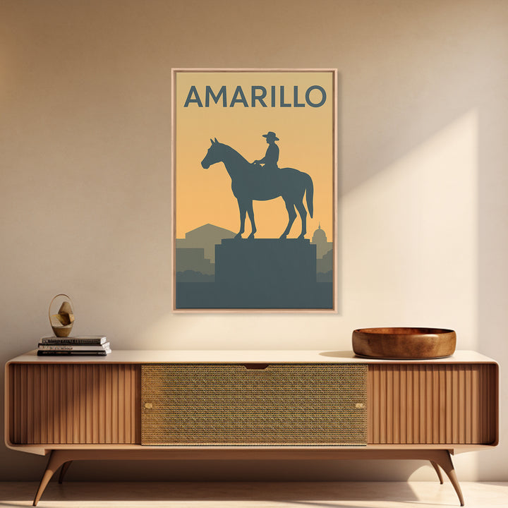 Amarillo Texas Travel Poster, Canvas Print, Mid Century Travel Art, Amarillo City Art, Modern Wall Decor, Eclectic Wall Decor, Office Decor