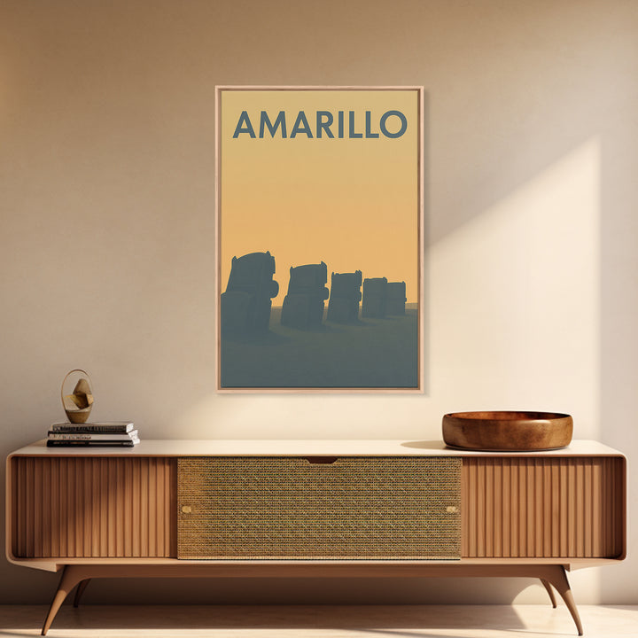 Amarillo Travel Poster, Framed Canvas Print, Mid Century Travel Art, Amarillo Wall Art, Travel Poster Set, Travel Wall Decor, Home Decor
