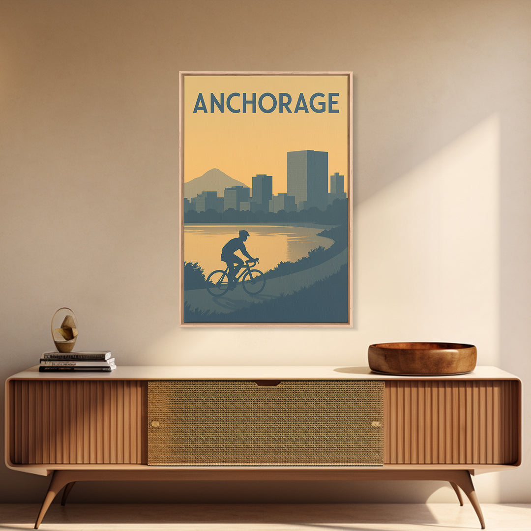 Anchorage Travel Poster, Canvas Print, Minimalist Retro Wall Art, Anchorage Poster Print, Travel Poster Set, City Illustration