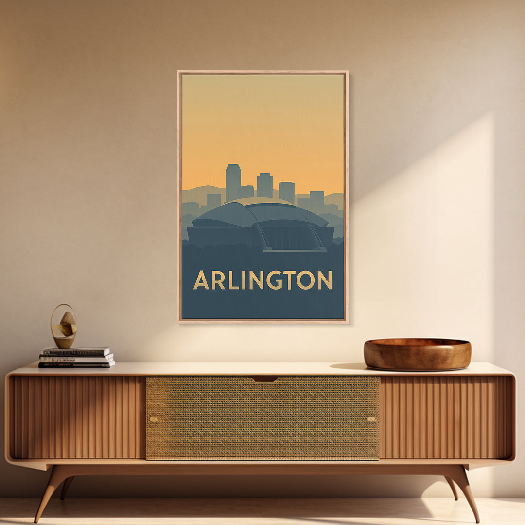 Arlington Texas Travel Poster, Canvas Print, Retro Wall Art, Arlington Wall Art, City Art Print, Mid Century Wall Art, Vintage Print