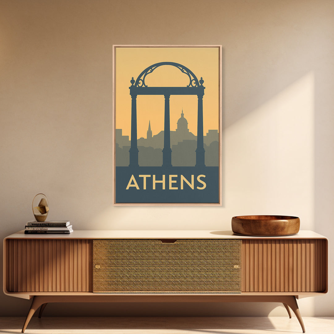 Athens Travel Poster, Canvas Print, Minimalist Retro Wall Art, Athens Travel Art, Vintage City Art, Fine Art Print, Living Room Wall Art