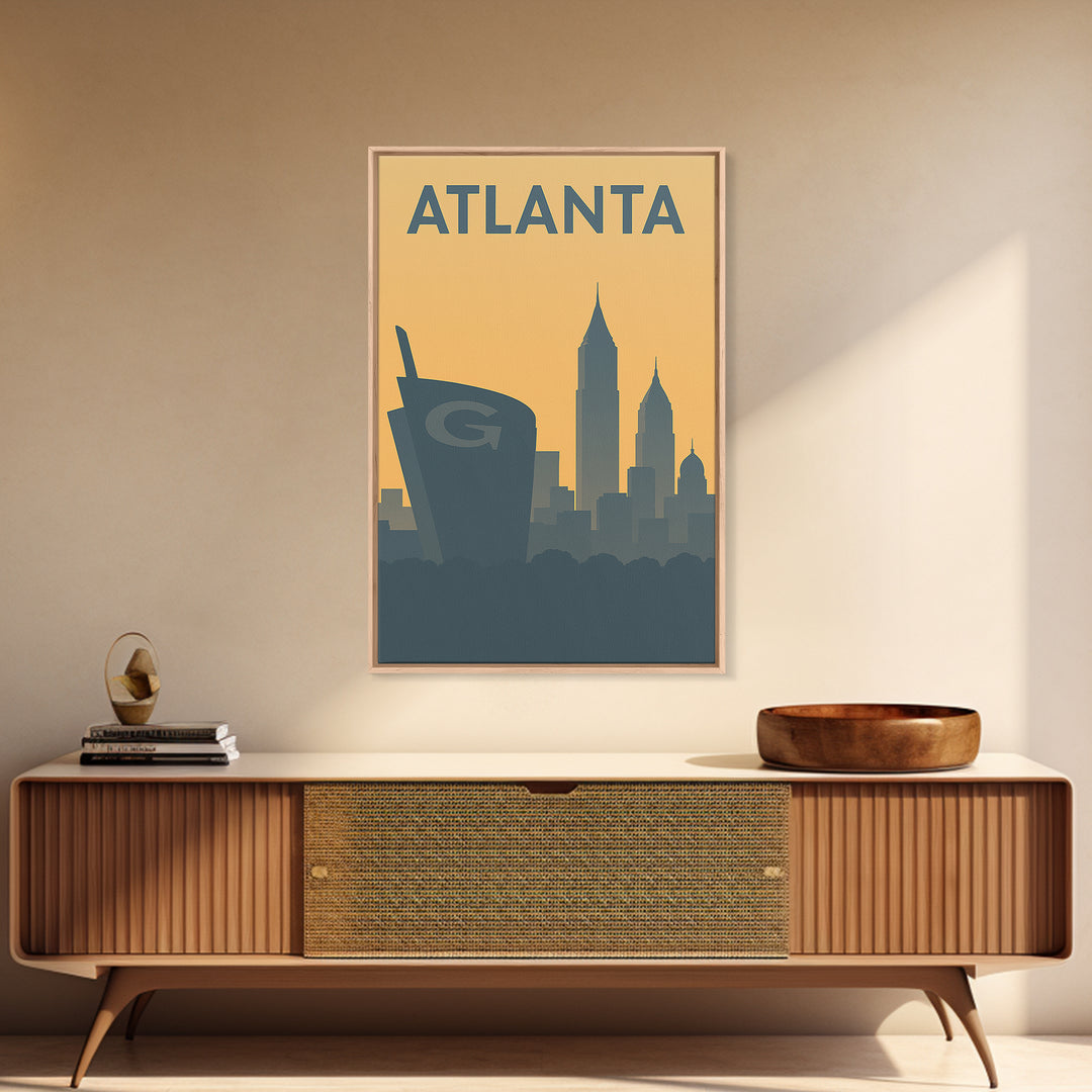 Atlanta Travel Poster, Canvas Print, Minimalist Retro Wall Art, Atlanta City Art, Retro Travel Print, Travel Wall Decor, Wanderlust Decor