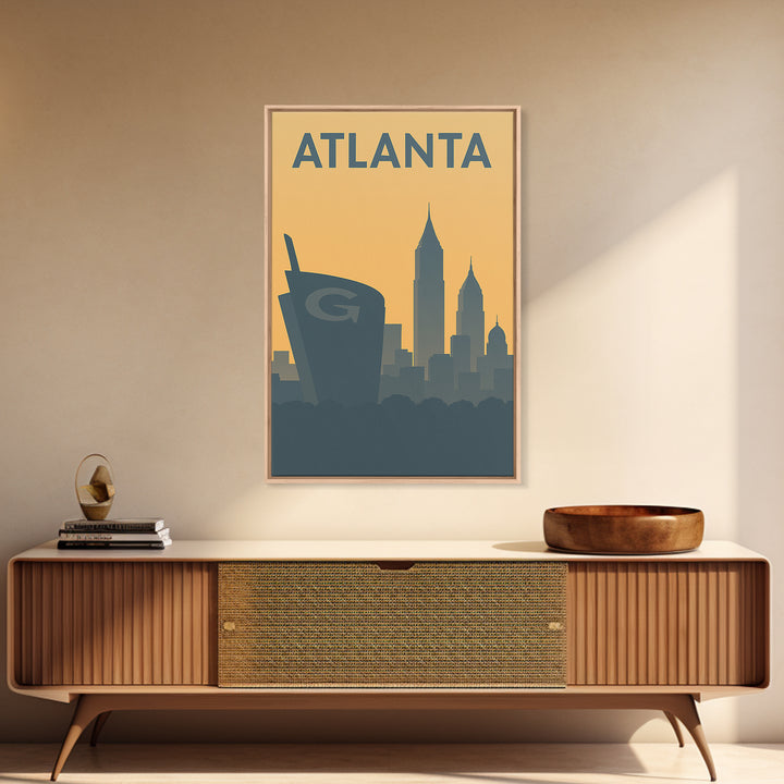 Atlanta Travel Poster, Canvas Print, Minimalist Retro Wall Art, Atlanta City Art, Retro Travel Print, Travel Wall Decor, Wanderlust Decor