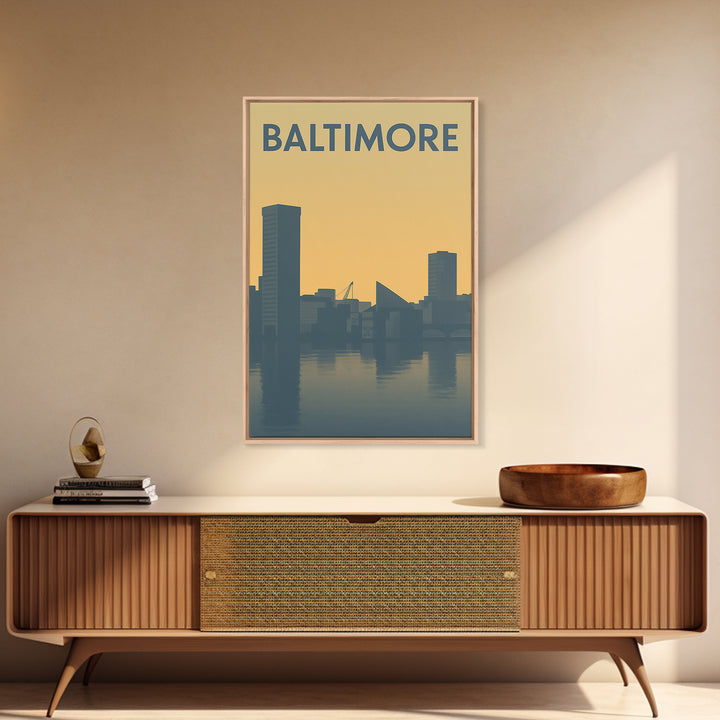 Baltimore Travel Poster, Canvas Print, Sunset Skyline Wall Art, Baltimore Travel Art, Fine Art Print, Vintage Travel Art, City Art Print