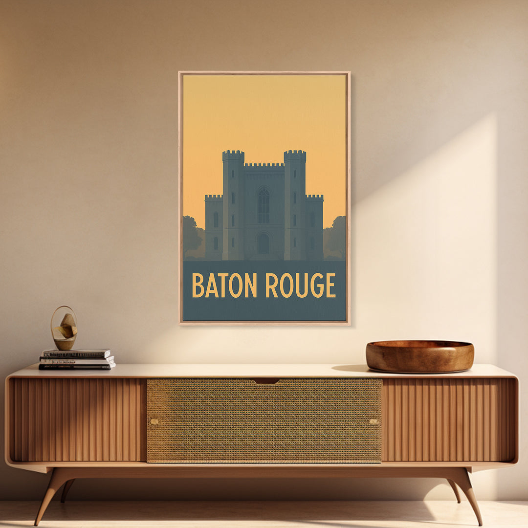 Baton Rouge Travel Poster, Canvas Print, Minimalist Retro Wall Art, Baton Rouge Wall Art, Modern Wall Decor, Retro Travel Print