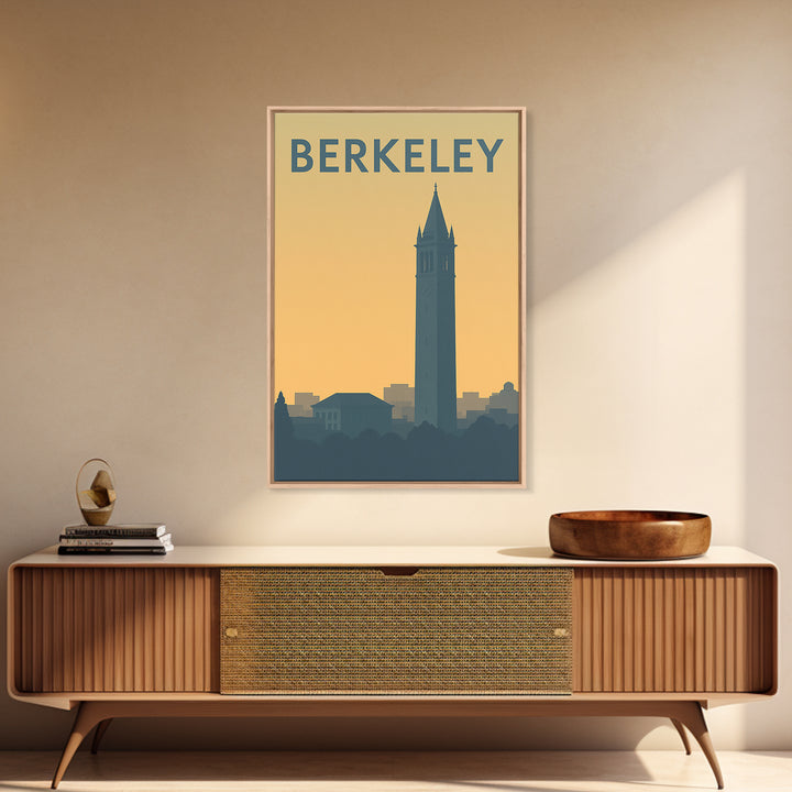 Berkeley California Travel Poster, Canvas Print, Sunset Skyline Wall Art, Berkeley Print, Travel Wall Art, Wall Decor, Travel Art Print