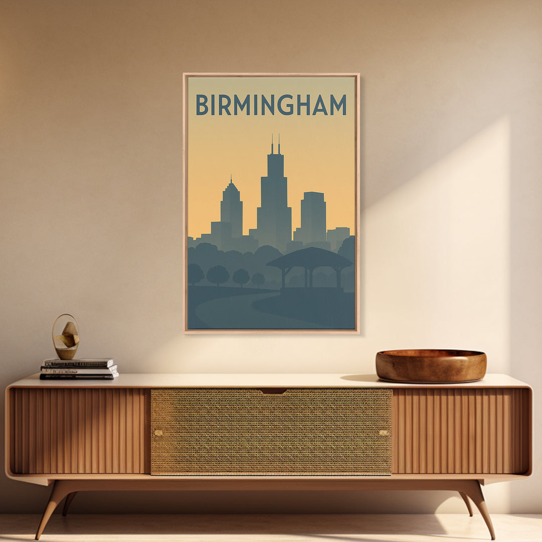 Birmingham Alabama Travel Poster, Canvas Print, Mid Century Travel Art, Birmingham Poster Print, Retro Travel Print, Travel Wall Art