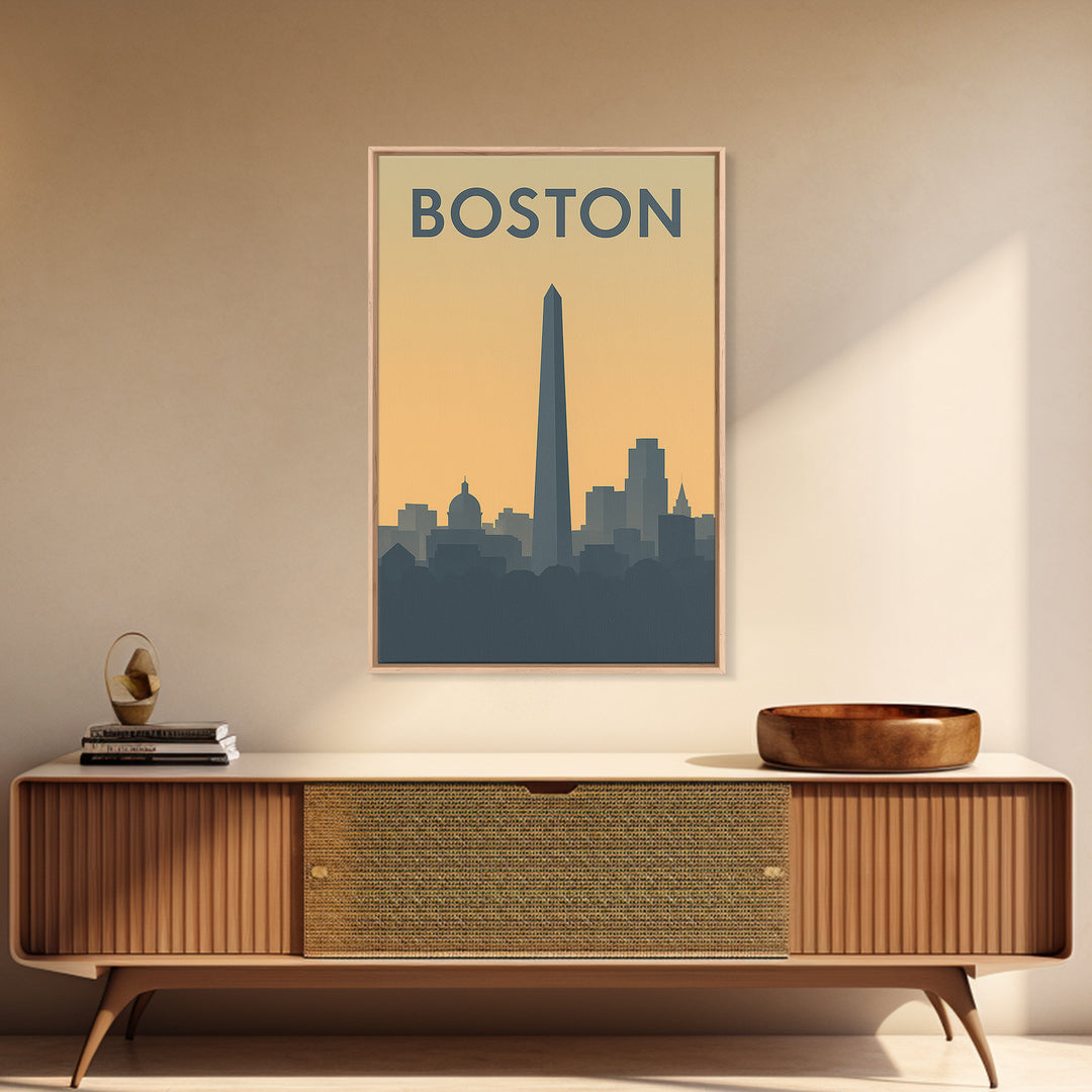 Boston Massachusetts Travel Poster, Canvas Print, Mid Century Travel Art, Boston Travel Art, Office Decor, Gift For Travelers, City Poster