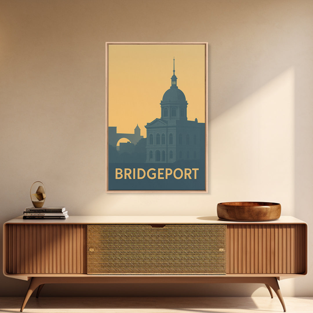 Bridgeport Connecticut Travel Poster, Canvas Print, Vintage City Poster Art, Bridgeport Travel Art, Wall Art, Vintage City Poster