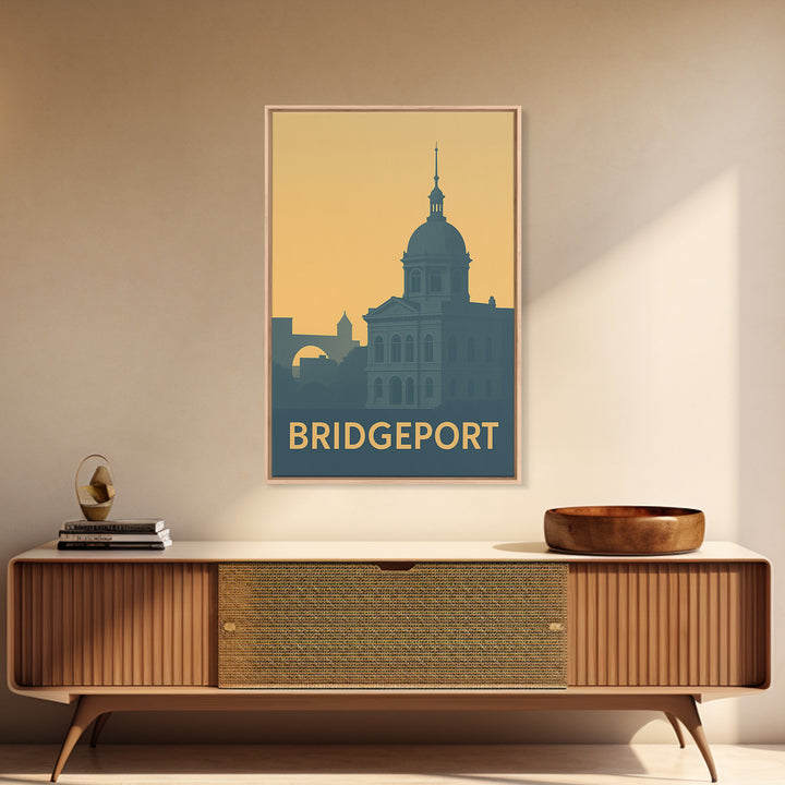 Bridgeport Connecticut Travel Poster, Canvas Print, Vintage City Poster Art, Bridgeport Travel Art, Wall Art, Vintage City Poster