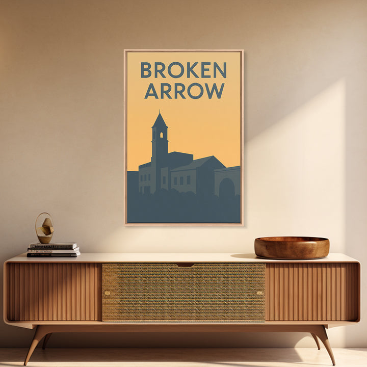 Broken Arrow Oklahoma Travel Poster, Canvas Print, Minimalist Retro Wall Art, Broken Arrow Art Print, Travel Poster Set, Vintage City Art