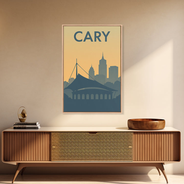 Cary Travel Poster, Canvas Print, Minimalist Retro Wall Art, Cary Art Print, City Travel Prints, Travel Poster Set, Travel Wall Decor