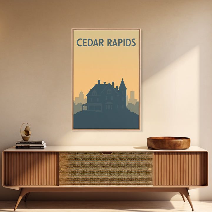 Cedar Rapids Iowa Travel Poster, Canvas Print, Minimalist Retro Wall Art, Cedar Rapids Art Print, Modern Wall Decor, Travel Poster Art