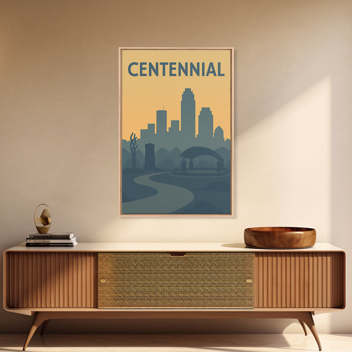 Centennial Colorado Travel Poster, Framed Canvas Print, Mid Century Travel Art, Centennial Travel Art, Mid Century Wall Art, Fine Art Print