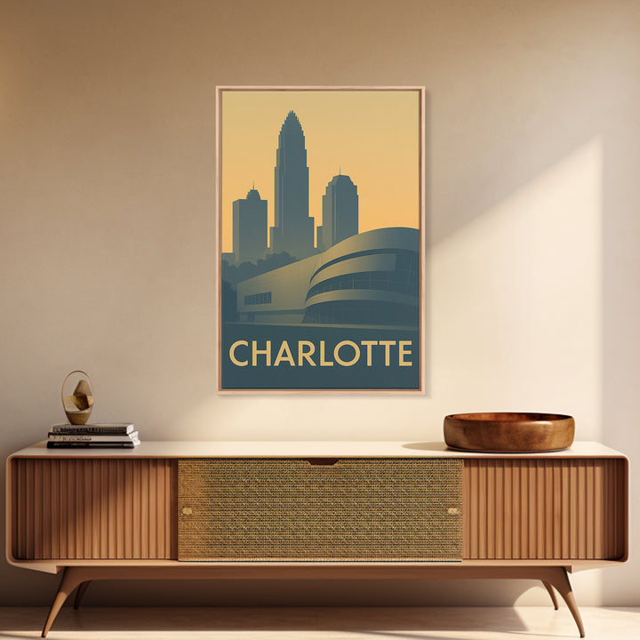 Charlotte Travel Poster, Canvas Print, Minimalist Retro Wall Art, Charlotte Travel Art, Vintage City Art, Travel Poster Set, Wall Art