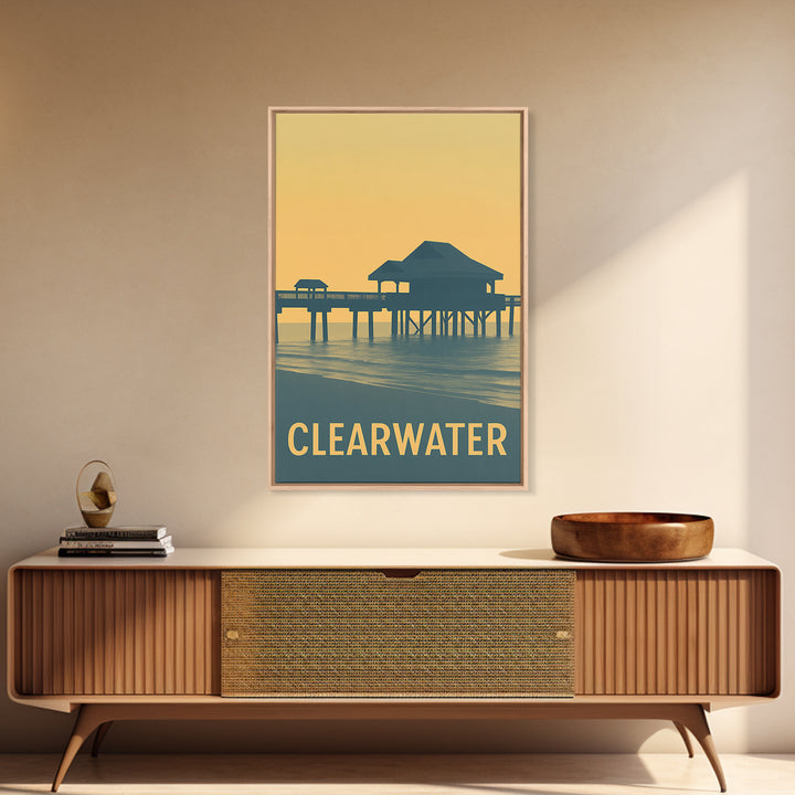 Clearwater Florida Travel Poster, Canvas Print, Sunset Skyline Wall Art, Clearwater Travel Art, Travel Poster Set, City Travel Prints