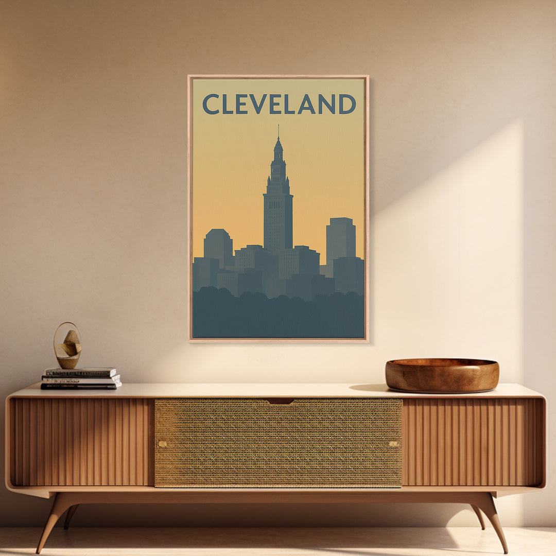 Cleveland Travel Poster, Canvas Print, Vintage City Poster Art, Cleveland Art Print, Travel Wall Art, Retro Travel Print, Travel Art Print