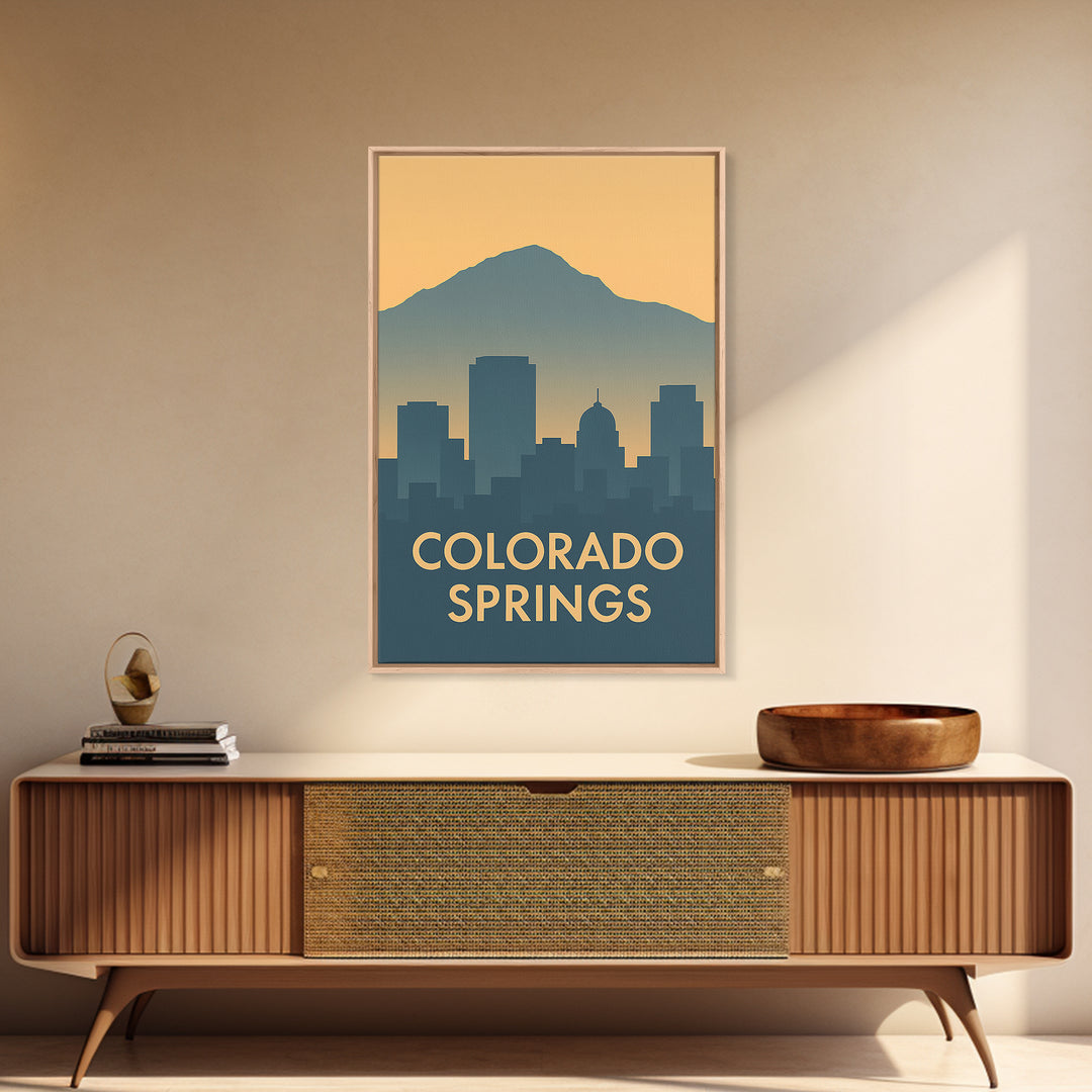 Colorado Springs Travel Poster, Canvas Print, Mid Century Travel Art, Colorado Springs Wall Art, Living Room Wall Art, Mid Century Wall Art