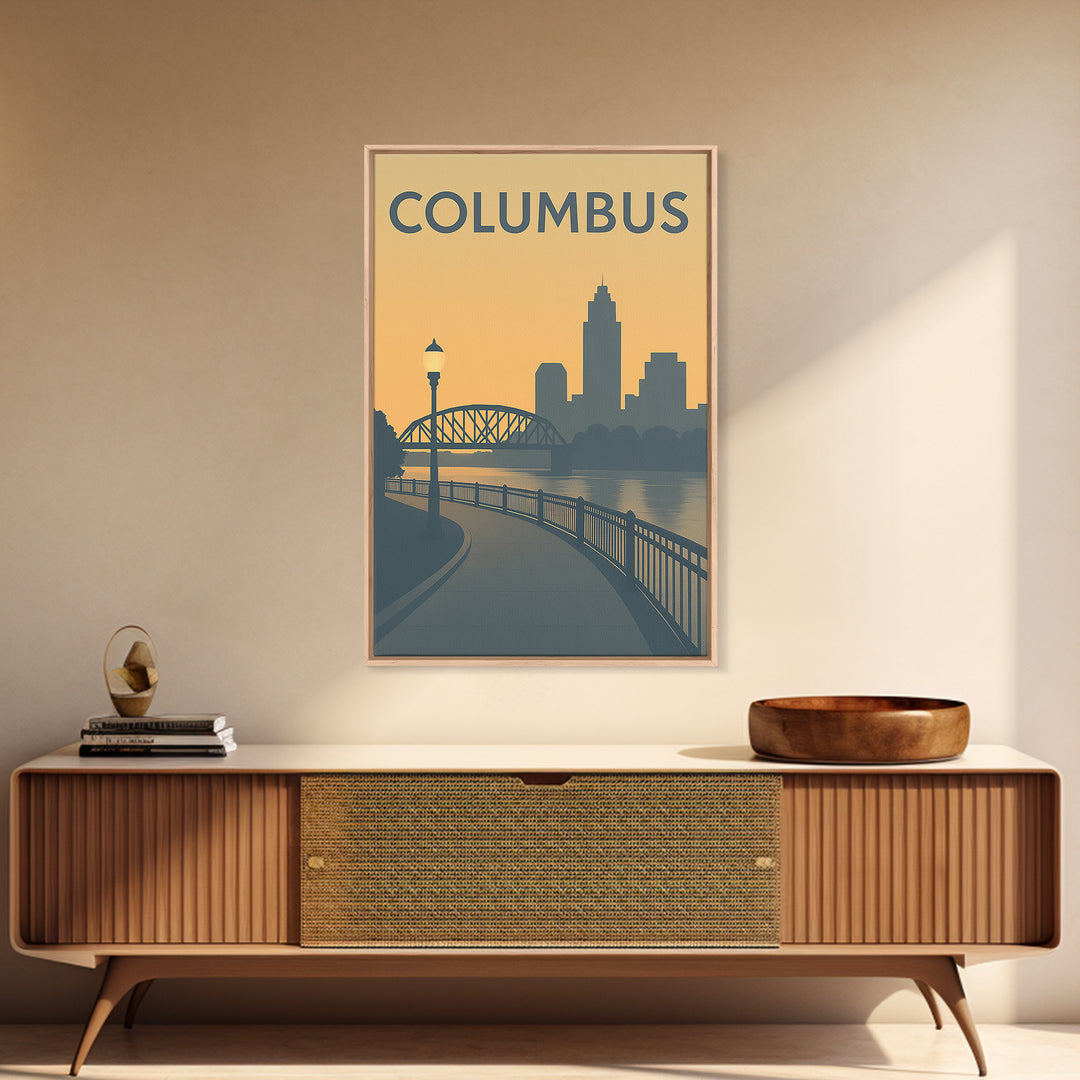 Columbus Ohio Travel Poster, Canvas Print, Mid Century Travel Art, Columbus Art Print, Wall Art, Eclectic Wall Decor, Travel Decor