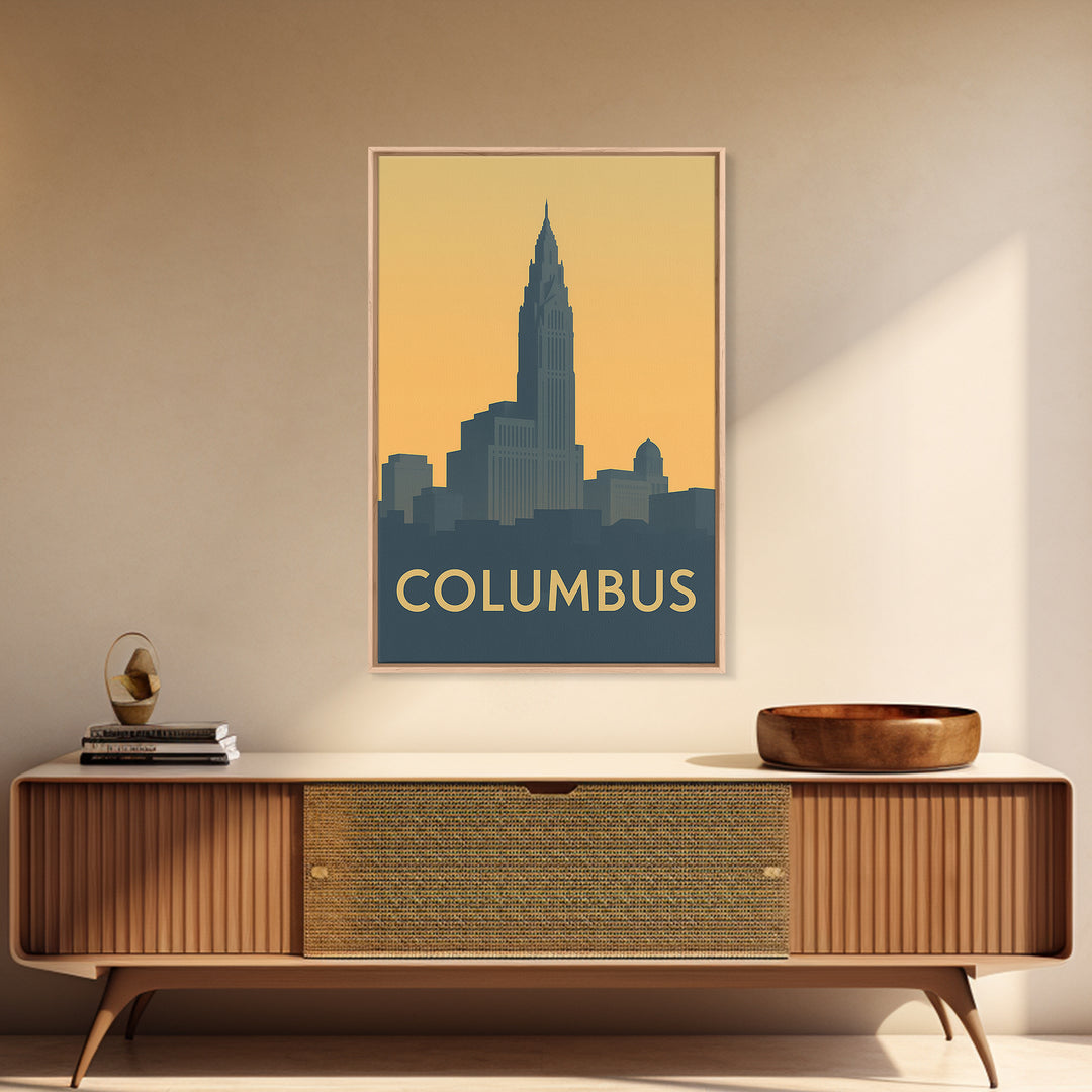 Columbus Travel Poster, Canvas Print, Mid Century Travel Art, Columbus Travel Art, Travel Poster Art, Travel Art Print, Modern Wall Decor