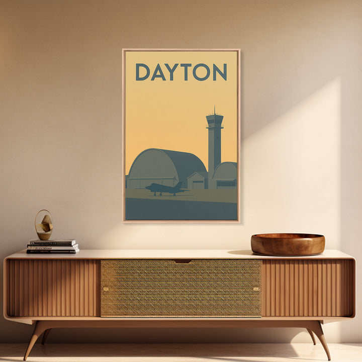 Dayton Travel Poster, Framed Canvas Print, Minimalist Retro Wall Art, Dayton Art Print, Modern Wall Decor, Home Office Decor, Poster Art