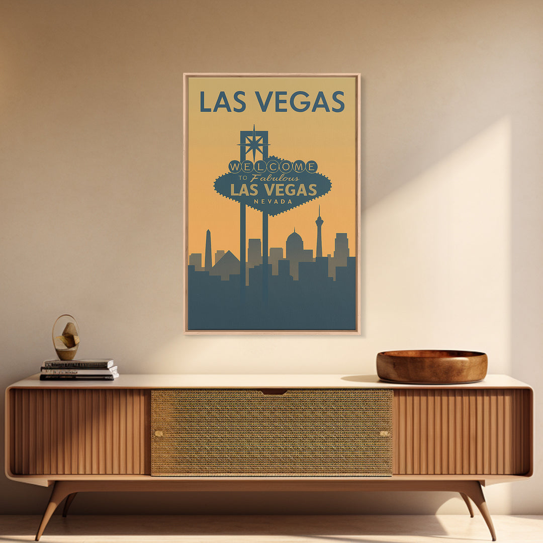 Las Vegas Travel Poster, Canvas Print, Minimalist Retro Wall Art, Las Vegas Travel Art, Mid Century Wall Art, Travel Poster Art