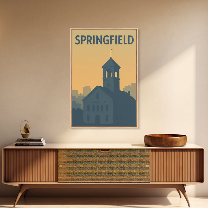 Springfield Travel Poster, Framed Canvas Print, Vintage City Poster Art, Springfield Art Print, Vintage City Poster, Mid Century Wall Art