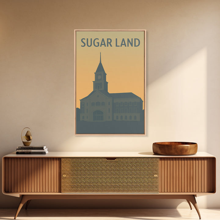 Sugar Land Texas Travel Poster, Canvas Print, Minimalist Retro Wall Art, Sugar Land City Art, Wanderlust Decor, Living Room Wall Art