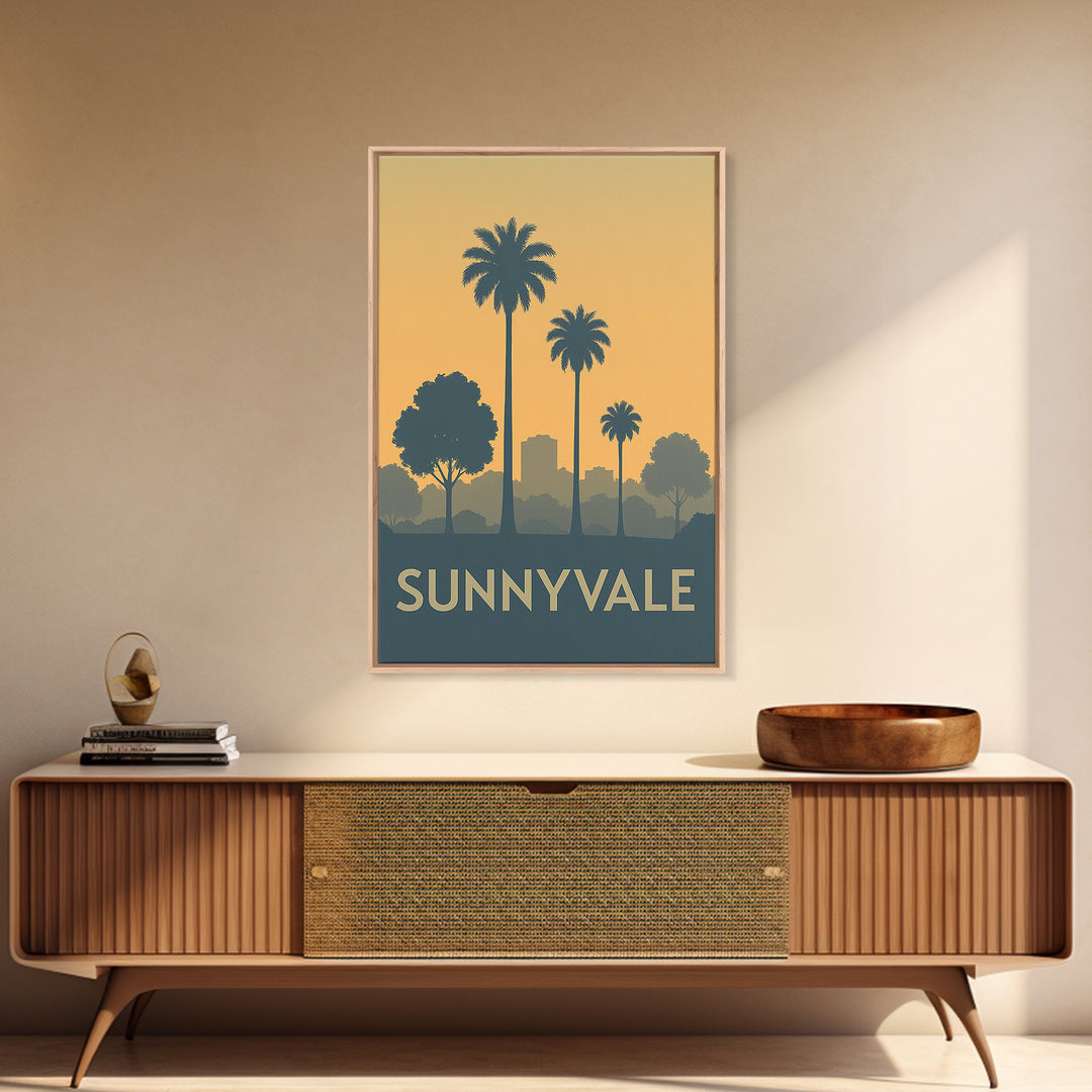 Sunnyvale California Travel Poster, Canvas Print, Travel Art, Sunnyvale Art Print, Wanderlust Decor, City Art Print, Travel Print