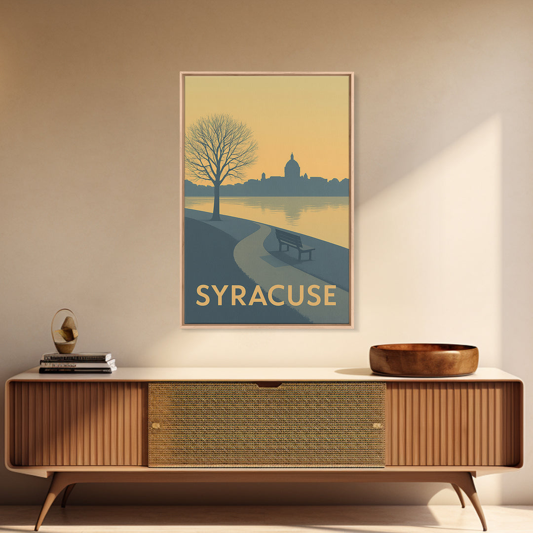 Syracuse Travel Poster, Canvas Print, Minimalist Retro Wall Art, Syracuse City Art, Home Office Decor, Mid Century Wall Art, Home Decor