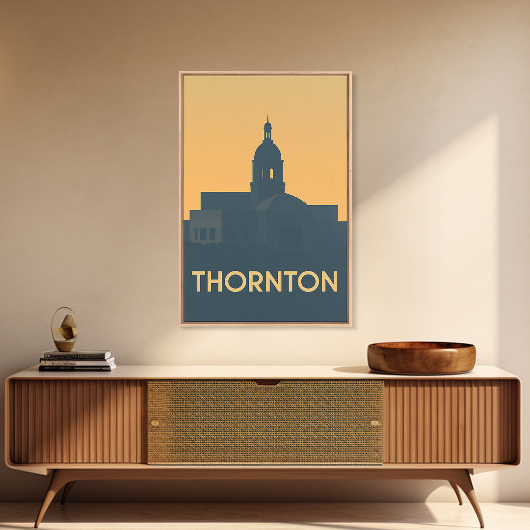 Thornton Travel Poster, Framed Canvas Print, Vintage City Poster Art, Thornton Art Print, Vintage Travel Art, City Illustration