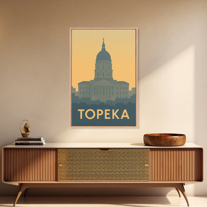 Topeka Travel Poster, Framed Canvas Print, Minimalist Retro Wall Art, Topeka Travel Art, Vintage Travel Art, Travel Art Print, Design 2