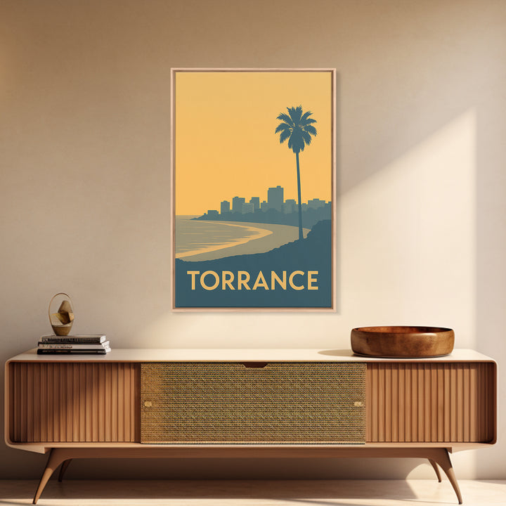Torrance Travel Poster, Canvas Print, Sunset Skyline Wall Art, Torrance Art Print, Mid Century Wall Art, Gift For Travelers, City Poster
