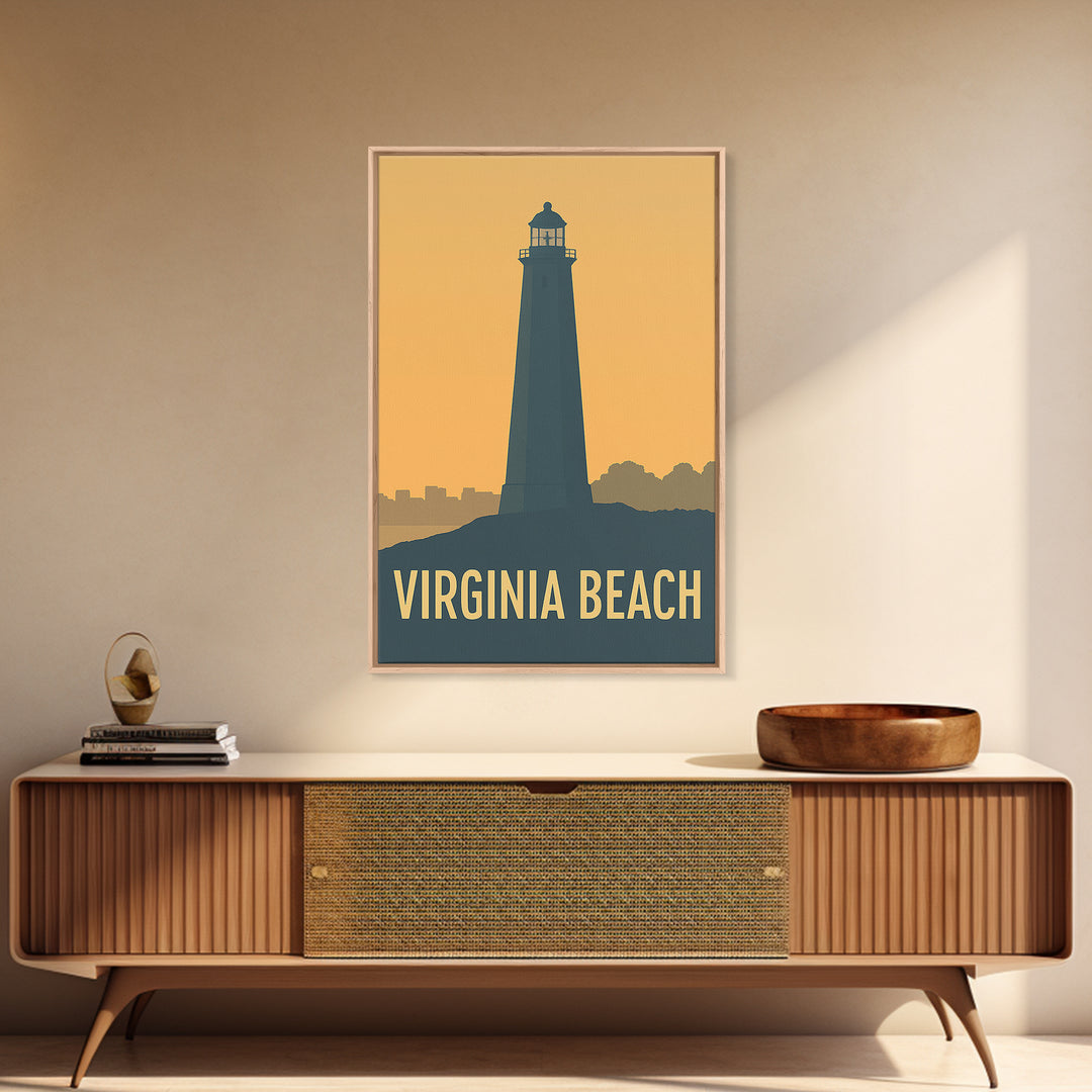 Virginia Beach Virginia Travel Poster, Canvas Print, Sunset Skyline Wall Art, Virginia Beach Wall Art, Vintage Travel Art, Fine Art Print