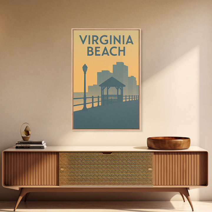 Virginia Beach Travel Poster, Framed Canvas Print, Vintage City Poster Art, Virginia Beach Art Print, Vintage City Art, Gift For Travelers
