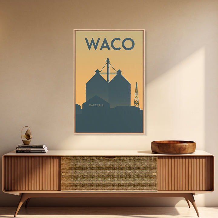 Waco Travel Poster, Canvas Print, Vintage City Poster Art, Waco Art Print, Mid Century Wall Art, Vintage City Poster, Vintage Travel Art