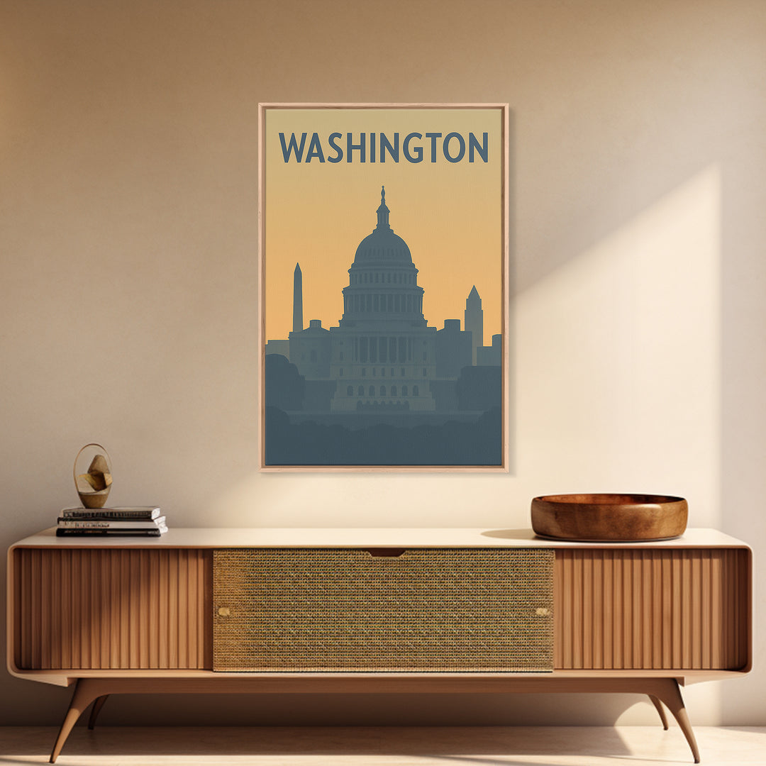 Washington Travel Poster, Canvas Print, Mid Century Travel Art, Washington Art Print, Living Room Wall Art, Eclectic Wall Decor
