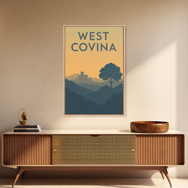West Covina California Travel Poster, Canvas Print, Mid Century Travel Art, West Covina Wall Art, Wall Art, Fine Art Print, Travel Print