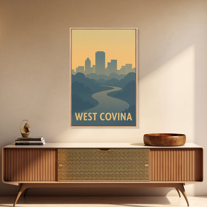 West Covina Travel Poster, Canvas Print, Mid Century Travel Art, West Covina Poster Print, City Art Print, Travel Art Print, Travel Print